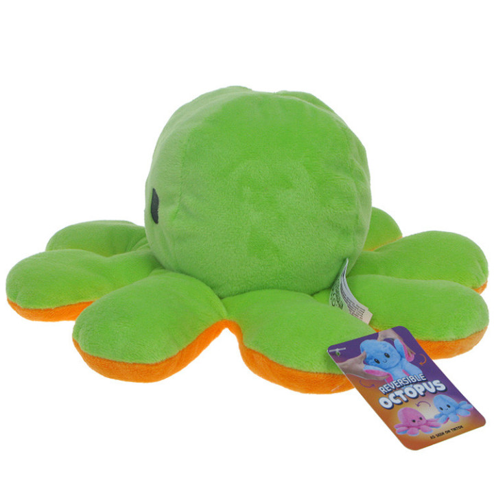 Maskotka pluszowa dwustronna ośmiornica (zielono-pomarańczowa) 30cm