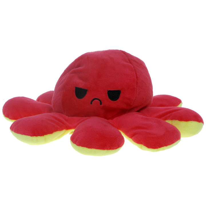 Maskotka pluszowa dwustronna ośmiornica (żółto-czerwona) 30cm
