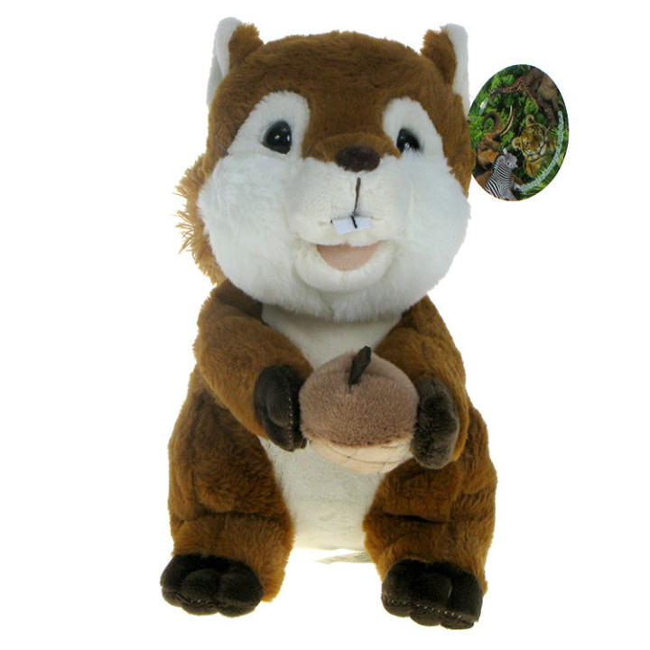 Pluszowe Zoo dla najmniejszych: Maskotka puchata Wiewiórka (wiewióreczka) z orzeszkiem 25cm