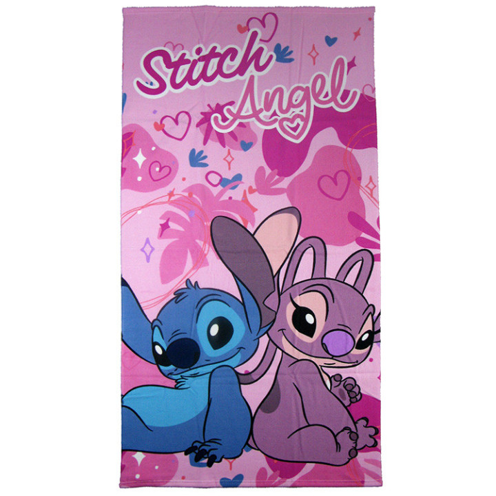 Ręcznik kąpielowy, plażowy Lilo i Stitch: Stitch i Angel (374589) 140cm x 70cm Fast Dry