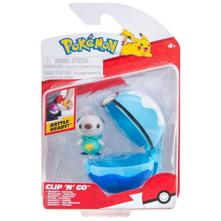 Pokemon - figurka+kula - Clip'n'go - Oshawott + Dive Ball