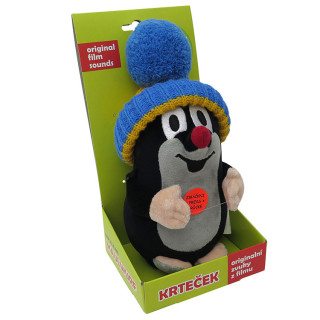 Krecik: maskotka krecik mówiący baby w czapce niebieskiej 16cm