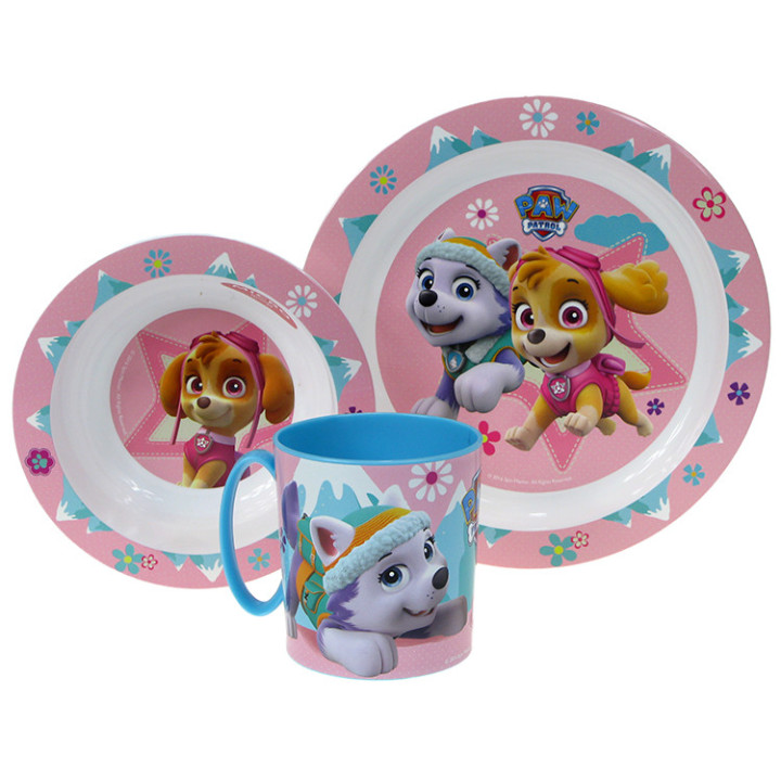 Zestaw naczyń dla dzieci (microwaveable plastic) - Psi Patrol: Everest i Skye