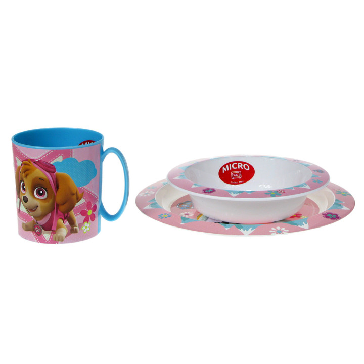 Zestaw naczyń dla dzieci (microwaveable plastic) - Psi Patrol: Everest i Skye