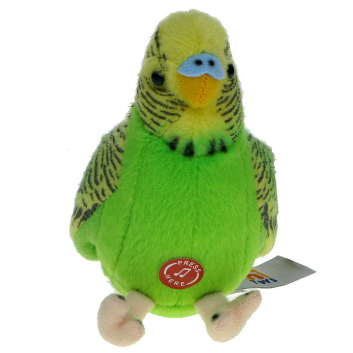 Maskotka Papużka falista fielona 12cm z dźwiękiem eco-friendly