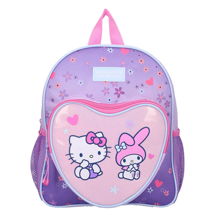 Plecak Hello Kitty & My Melody z kieszonką w kształcie serduszka „True Hearts”