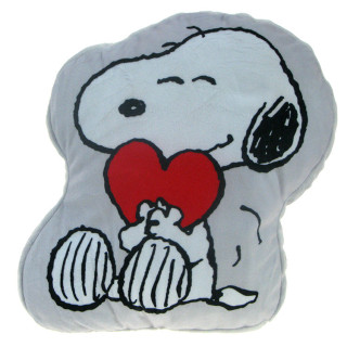 Snoopy - miękka pluszowa poduszka kształtka: piesek Snoopy z serduszkiem (204257)