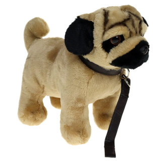 Pluszowe ZOO: Maskotka Piesek mops na smyczy 20/28cm (92971) eco-friendly