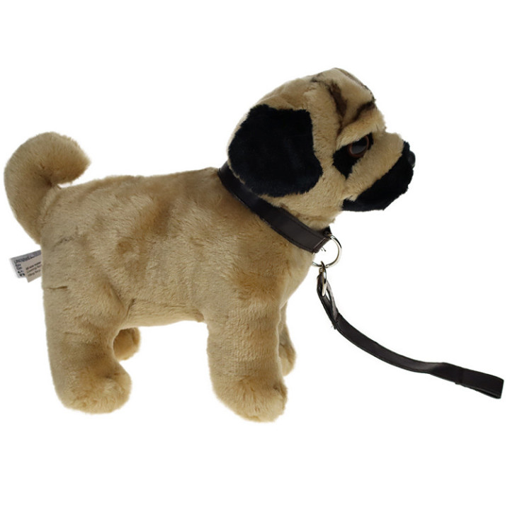 Pluszowe ZOO: Maskotka Piesek mops na smyczy 20/28cm (92971) eco-friendly