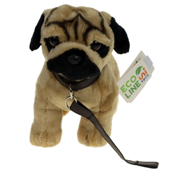 Pluszowe ZOO: Maskotka Piesek mops na smyczy 20/28cm (92971) eco-friendly