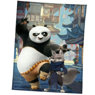 Koc pluszowy Kung Fu Panda 4: Po i Zhen 130cm x 160cm