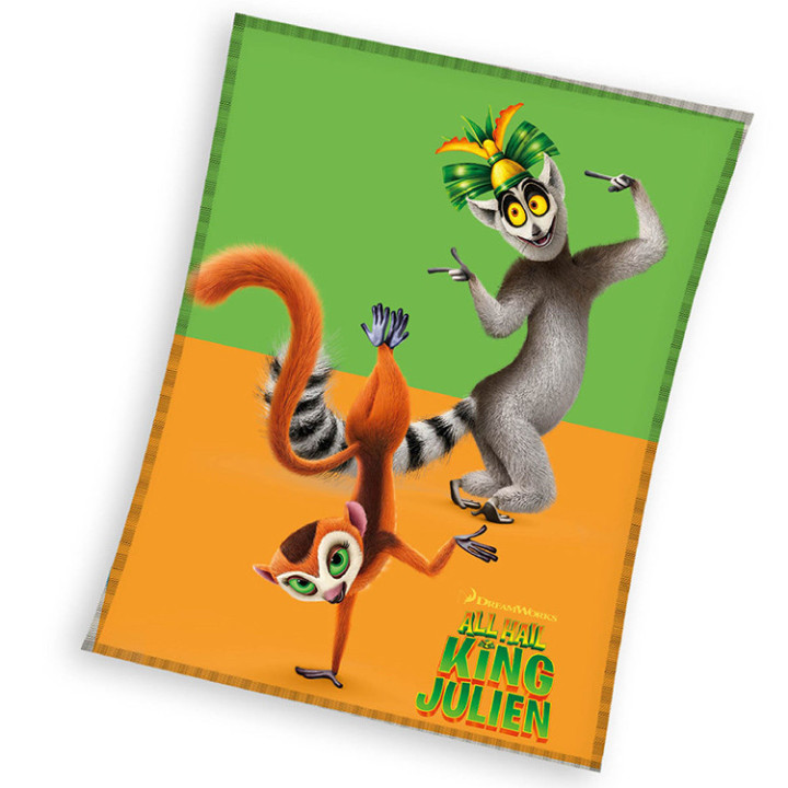 Koc pluszowy Madagascar: Niech żyje Król Julian  130cm x 160cm