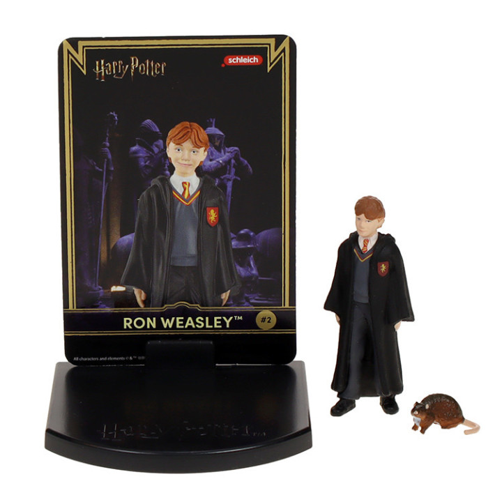 Harry Potter: Figurka kolekcjonerska Schleich seria 1: figurka Ron Weasley ze szczurem i karta