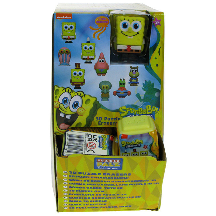 SpongeBob: (Puzzle Palz): puzzle 3D, gumka, mini figurka - box niespodzianka